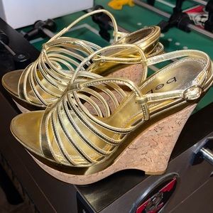 Gold Bebe Platform Sandals
